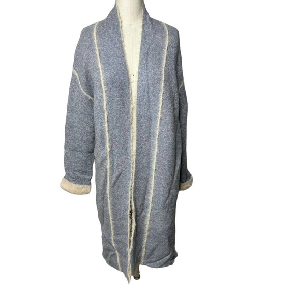 Anthropologie Moth Longline Open Front Cardigan Fur Lined Gray Womens S $200 - Picture 5 of 12
